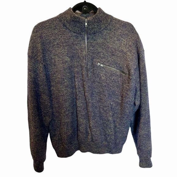 Cabela's Men's Pullover Wool Windstopper Sweater Navy Blue Size Large